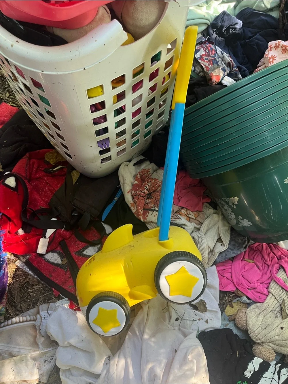 Yellow & Blue Push Tow-Behind Ride-On Walker for Toddlers